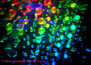Molecular Rain by Nancy Gorglione & Greg Cherry Transmission Hologram all rights reserved